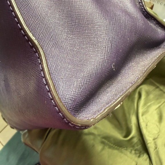 Michael Kors Saffiano Leather Satchel – Deep Purple – Silver Hardware - Picture 9 of 16